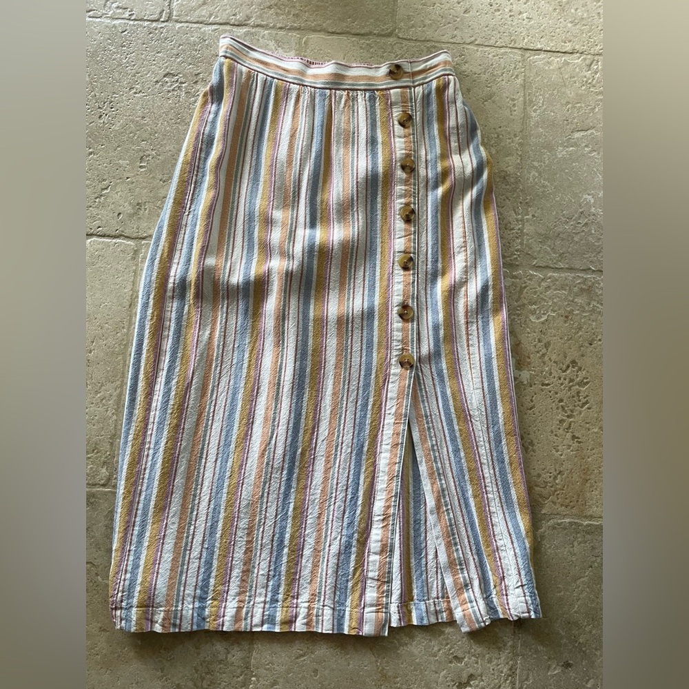 Adorable striped Linen cotton blend skirt - Picture 3 of 8